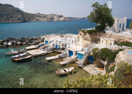 Picturesque fishing village of Mandrakia, Milos, Greece Stock Photo