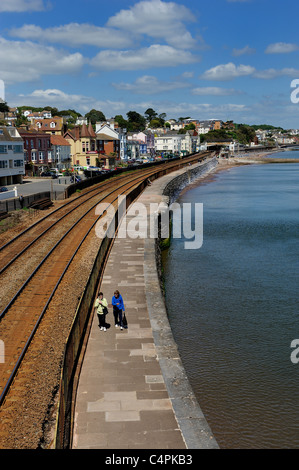 dawlish sea front and railway lines devon england uk Stock Photo