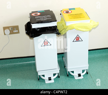 Hospital Bins Domestic Waste And Clinical Waste England Stock Photo