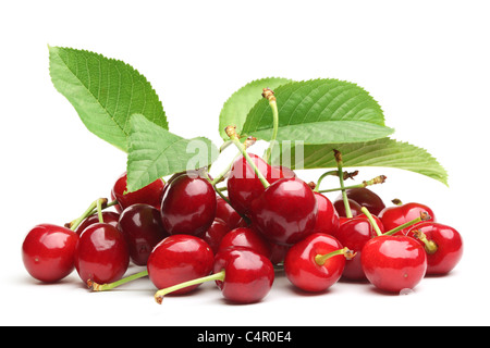 Juicy cherries isolated on white background Stock Photo