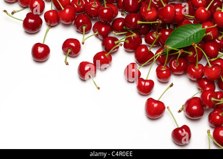 Juicy cherries isolated on white background. Stock Photo