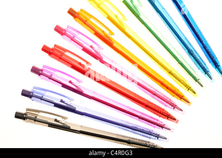 Colorful pens isolated on white background Stock Photo