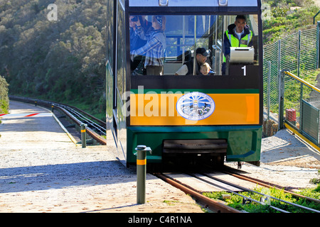 The Flying Dutchman funicular railway taking tourists to the lighthouse at Cape Point, Cape Town, South Africa. Stock Photo