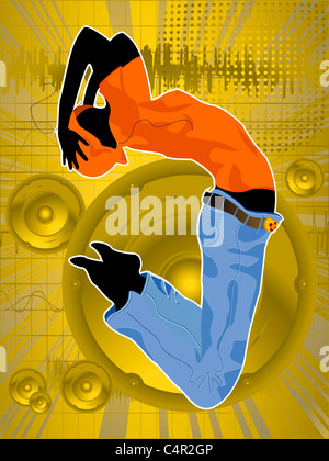 Dancing girl silhouette, abstract dance layout Stock Photo