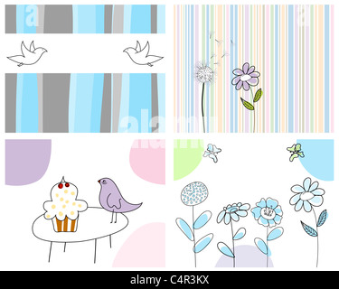 Set of four vector greeting cards for design use Stock Photo