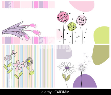 Set of four vector greeting cards for design use Stock Photo