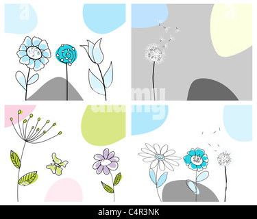 Set of four vector greeting cards for design use Stock Photo