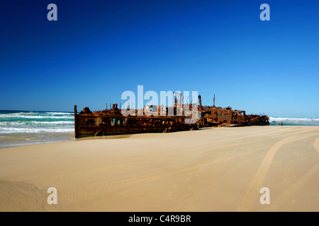 Shipwreck of the Maheno off the coast of Hervey Bay, Fraser Island, Australia Stock Photo
