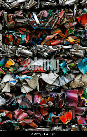 Aluminum crushed and flattened Stock Photo