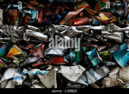 Aluminum crushed and flattened Stock Photo