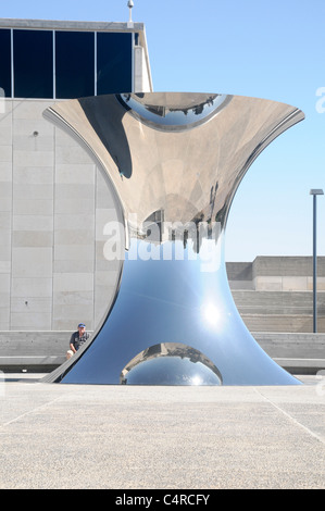 Israel, Jerusalem, The Israel Museum The Sculpture Garden Turning the World Upside Down (stainless steel) by Anish Kapoor Stock Photo