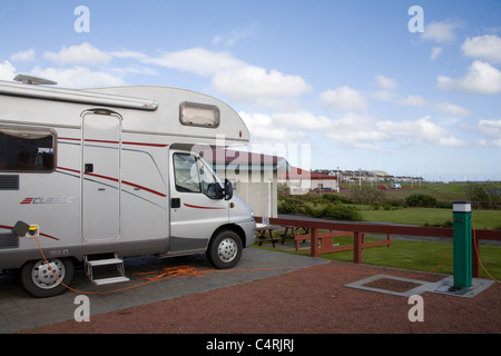 Lerwixk Shetland Isles Motor Caravan parked at Clickimin Leisure complex camp site Stock Photo