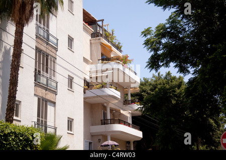 Bauhaus style apartment house in Tel Aviv Israel Stock Photo
