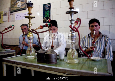 Men in a traditional tea house in Tabriz (East Azarbaijan province, Iran) Stock Photo