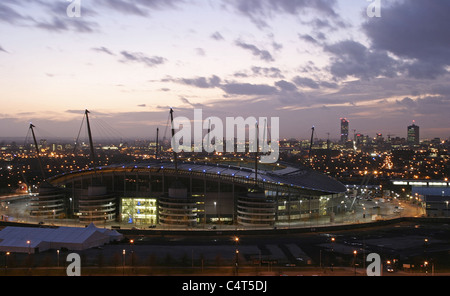 City of Manchester Stadium at dusk Stock Photo