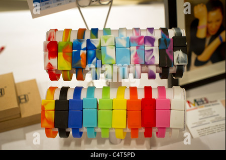 A display of MoH bands, USB silicone wristbands each embedded with a USB 2.0 flash drive Stock Photo