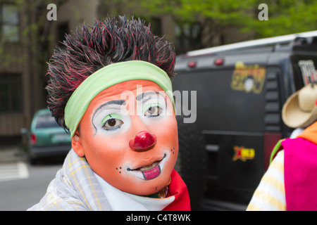 Young clown at the 2011 Cinco de Mayo parade in New York City Stock Photo