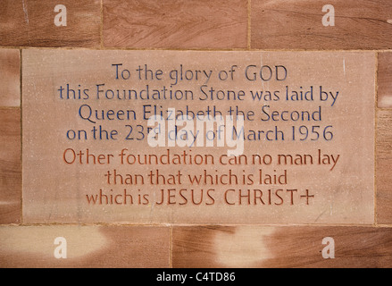 Foundation Stone at St Michaels, Coventry New Cathedral, UK. Stock Photo