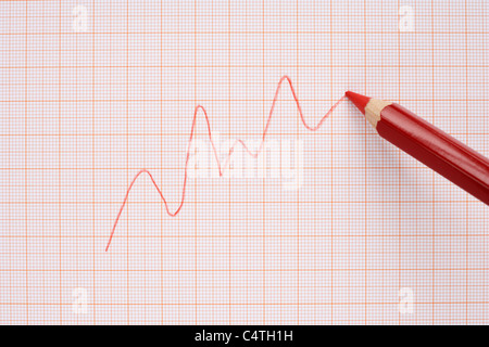 Drawing Line Graph on Graph Paper Stock Photo