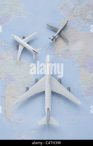 Toy Planes and Map Stock Photo