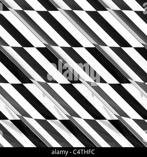 An abstract black and white geometric pattern with rectangular shaped boxes. Stock Photo
