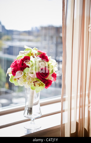 Bouquet on Windowsill Stock Photo