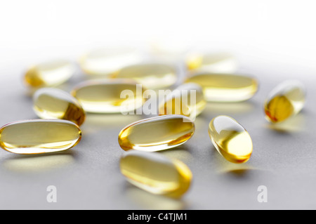Cod liver oil capsules Stock Photo