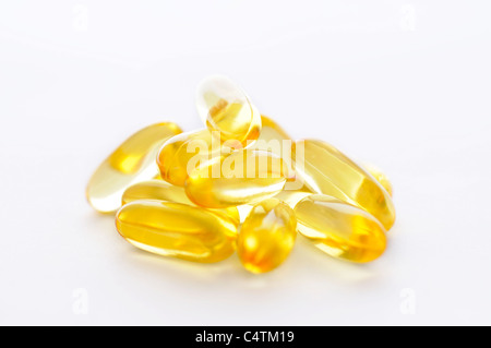 Cod liver oil capsules Stock Photo