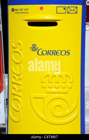 Modern Spanish post box, Malaga, Costa del Sol, Malaga Province, Andalucia, Spain, Western Europe. Stock Photo