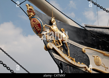 Close up view of the prow figurehead on Brunel's SS Great Britain in Bristol Dock, Bristol, UK. Stock Photo