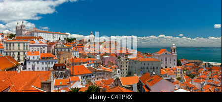 Europe, Portugal, Lisbon, Alfama district seen from Largo Portas do Sol Stock Photo