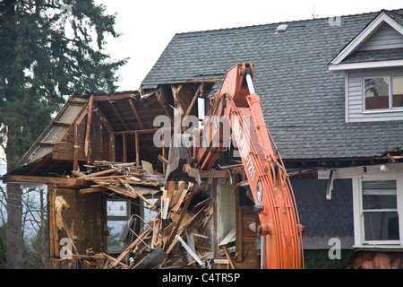 98 year old home being demolished to make way for a newer building Stock Photo