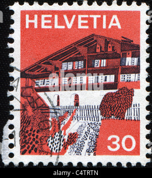 SWITZERLAND - CIRCA 1973: A stamp printed in Switzerland shows Simmental, circa 1973 Stock Photo
