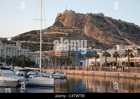 View of Port and Castle in Alicante, Spain Stock Photo