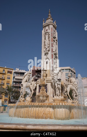 Fountain in Plaza de la Luceros Square, Alicante, Spain Stock Photo