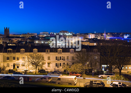 Panorama of night Plymouth from Hoe Road, Devon, England, UK Stock Photo