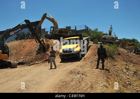 Replacement of the border wall at Nogales, Arizona, USA, and Nogales, Sonora, Mexico. Stock Photo