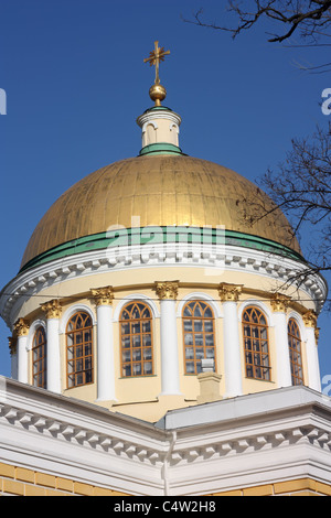 Construction Cathedral with domes of the Orthodox Church. Barnaul ...