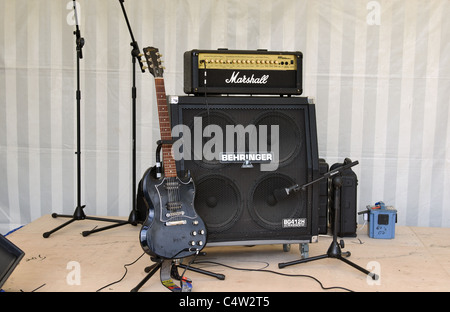 Gibson SG electric guitar and amplifier Stock Photo