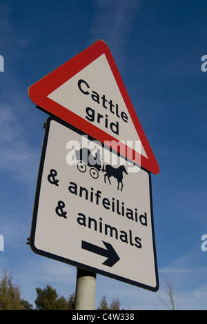 Cattle grid warning sign Stock Photo - Alamy