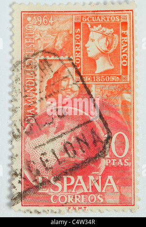 Spanish postage stamp of 1964 with image of Queen Isabella Stock Photo