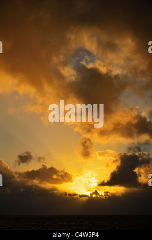 Sunset Over the Atlantic Ocean, Madeira, Portugal Stock Photo