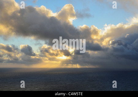 Sunset Over the Atlantic Ocean, Madeira, Portugal Stock Photo