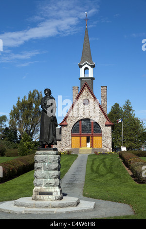 Grand-Pré National Historic Site  Statue of Evangeline and memorial church. Stock Photo