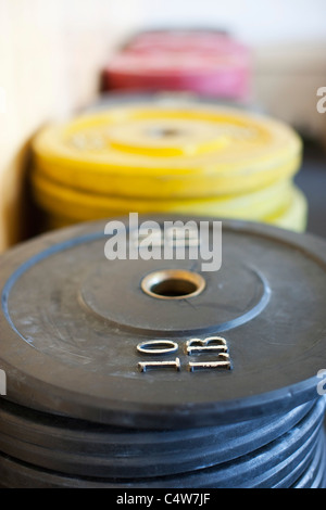 Weights at Gym, Newport Beach, Orange County, California, USA Stock Photo