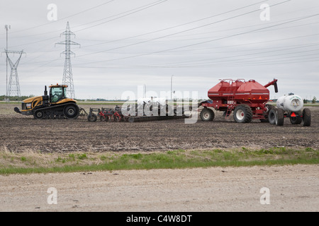 A Caterpillar Challenger MT865 (CAT MT865) tractor is pictured on a field near Winnipeg Monday May 23, 2011. Stock Photo