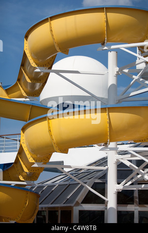 water chute slide on board passenger cruise ship 'Costa Concordia' Stock Photo