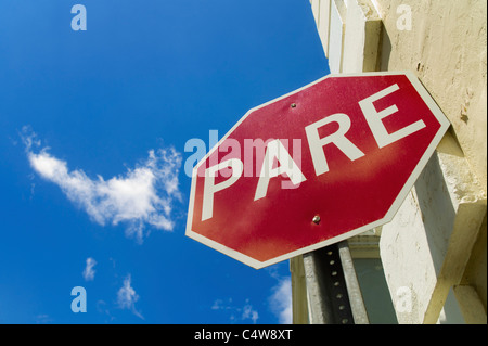 Puerto Rico,Old San Juan,stop sign against blue sky Stock Photo