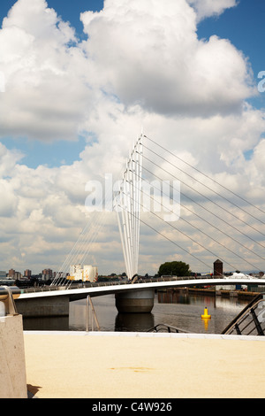 The MediaCityUK footbridge over Manchester Ship Canal Salford Quays Manchester UK Stock Photo