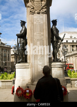 First world war memorial in front of the Royal Exchange, City of London, London Stock Photo